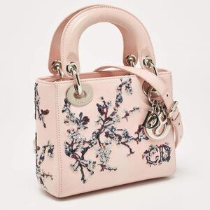 Christian Dior Lady Dior Pink Embroidered Sequin Floral Limited Edition Bag